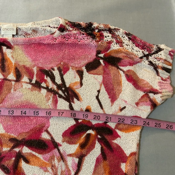 Chico’s Blouse Size 1M Floral Multicolor Knit Blend Cotton - Picture 4 of 8